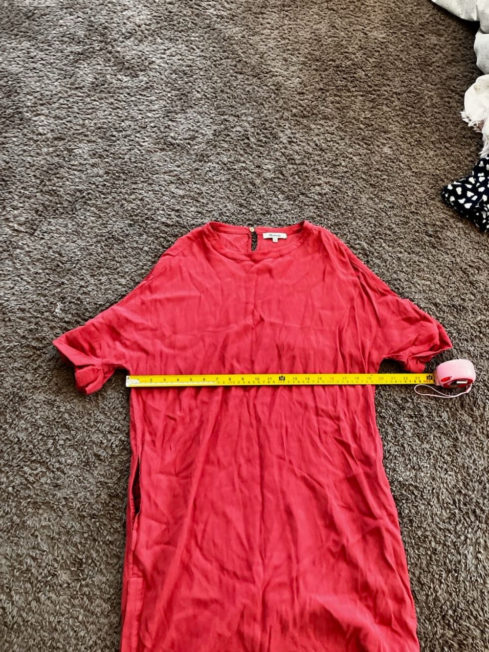 Madewell Journal Side Button Dress Pink Corral Red Rose Size Medium - Picture 8 of 9